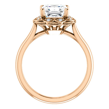 Asscher Antique Inspired Design Engagement Ring