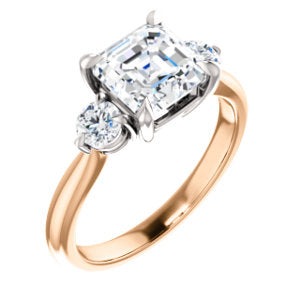 Asscher Accent Engagement Ring - I Heart Moissanites