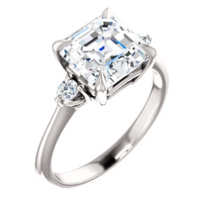 Asscher Accent Engagement Ring - I Heart Moissanites