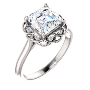 Asscher Antique Inspired Design Engagement Ring