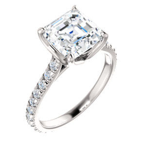 Asscher Claw Set Eternity Style Engagement Ring - I Heart Moissanites