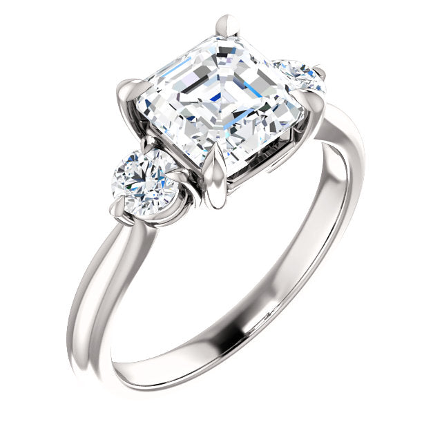 Asscher Accent Engagement Ring - I Heart Moissanites