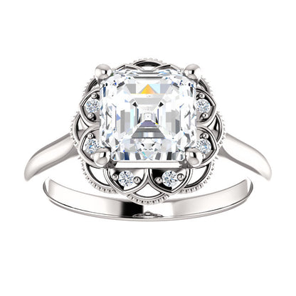 Asscher Antique Inspired Design Engagement Ring