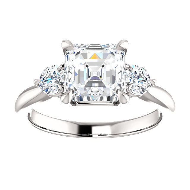 Asscher Accent Engagement Ring - I Heart Moissanites