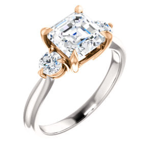 Asscher Accent Engagement Ring - I Heart Moissanites