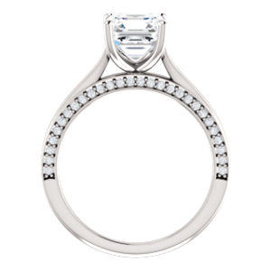 Asscher Solitaire & Hidden Diamond Band Engagement Ring - I Heart Moissanites
