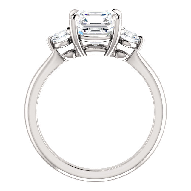 Asscher Accent Engagement Ring - I Heart Moissanites