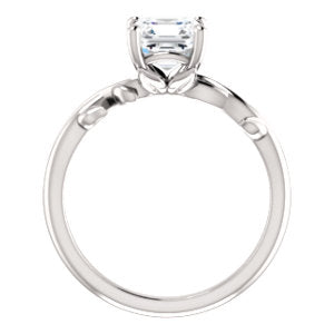 Asscher Solitaire Leaf Design Engagement Ring - I Heart Moissanites
