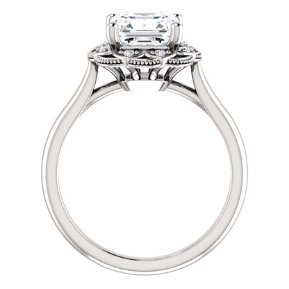 Asscher Antique Inspired Design Engagement Ring