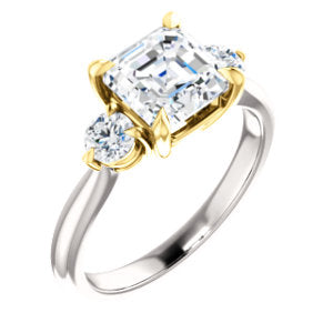 Asscher Accent Engagement Ring - I Heart Moissanites