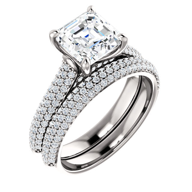 Asscher Pave Style Engagement Ring - I Heart Moissanites