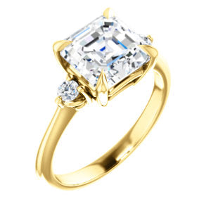 Asscher Accent Engagement Ring - I Heart Moissanites