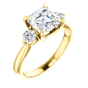 Asscher Accent Engagement Ring - I Heart Moissanites