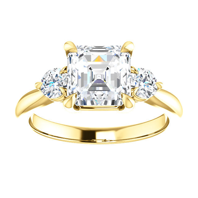 Asscher Accent Engagement Ring - I Heart Moissanites