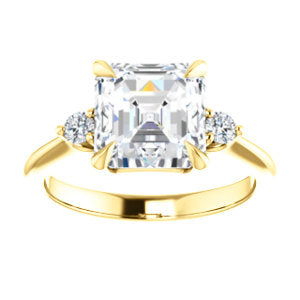 Asscher Accent Engagement Ring - I Heart Moissanites