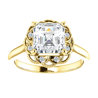Asscher Antique Inspired Design Engagement Ring