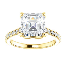 Asscher Claw Set Eternity Style Engagement Ring - I Heart Moissanites