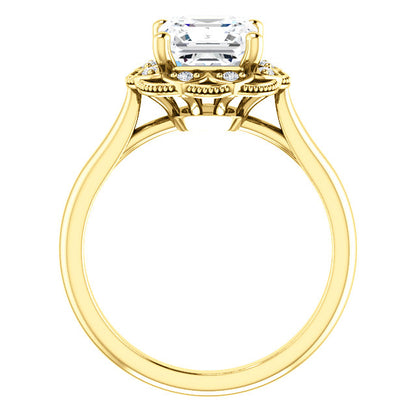 Asscher Antique Inspired Design Engagement Ring