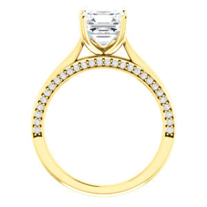Asscher Solitaire & Hidden Diamond Band Engagement Ring - I Heart Moissanites