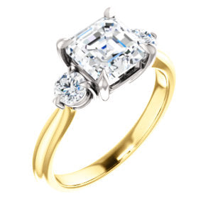 Asscher Accent Engagement Ring - I Heart Moissanites