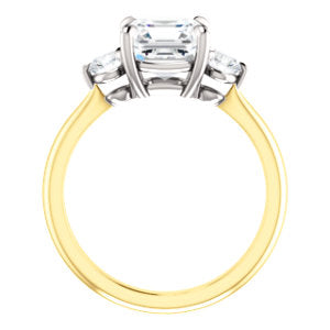 Asscher Accent Engagement Ring - I Heart Moissanites