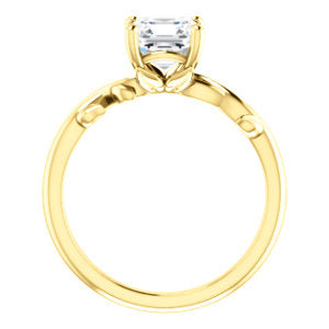 Asscher Solitaire Leaf Design Engagement Ring - I Heart Moissanites