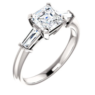 Asscher Accent Engagement Ring - I Heart Moissanites