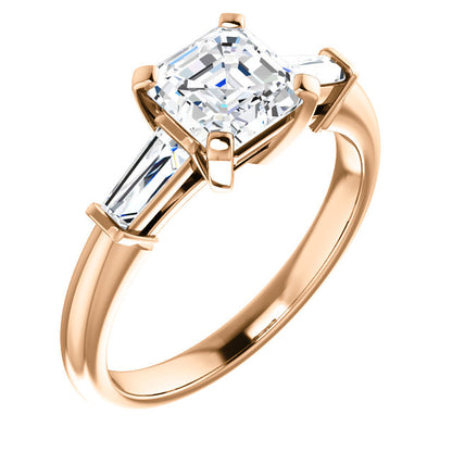 Asscher Accent Engagement Ring - I Heart Moissanites