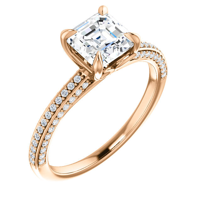 Asscher Claw Set Style Engagement Ring - I Heart Moissanites