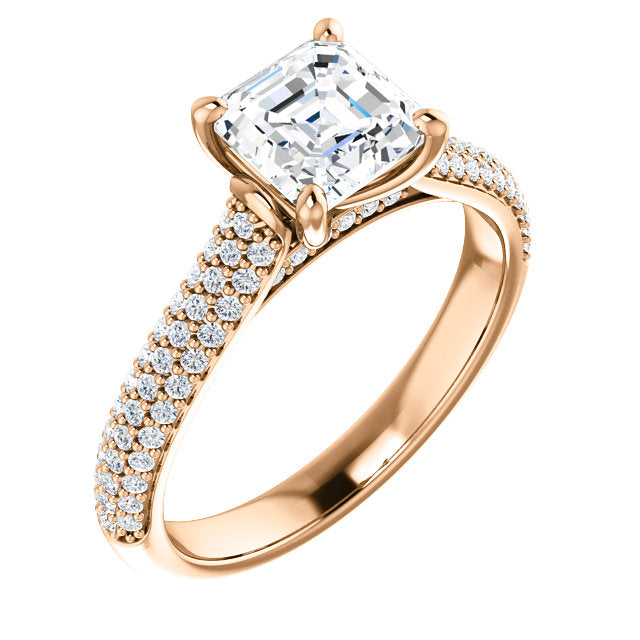 Asscher Pave Style Engagement Ring - I Heart Moissanites