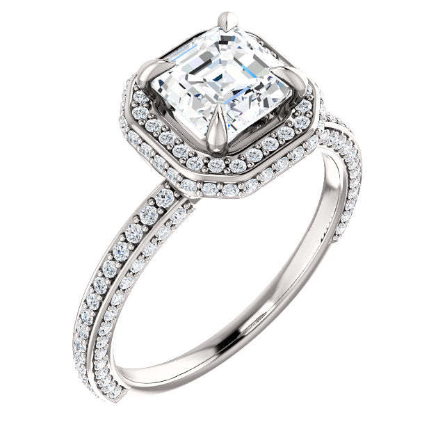 Asscher Halo Style Engagement Ring - I Heart Moissanites