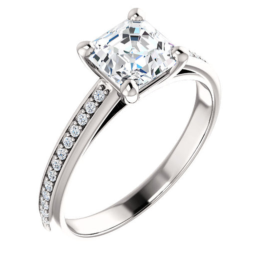 Asscher Claw Set Style Engagement Ring - I Heart Moissanites