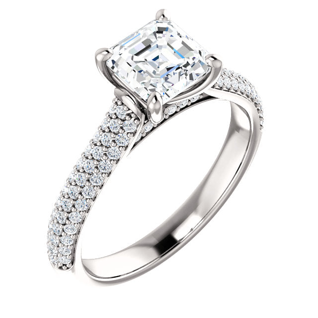 Asscher Pave Style Engagement Ring - I Heart Moissanites