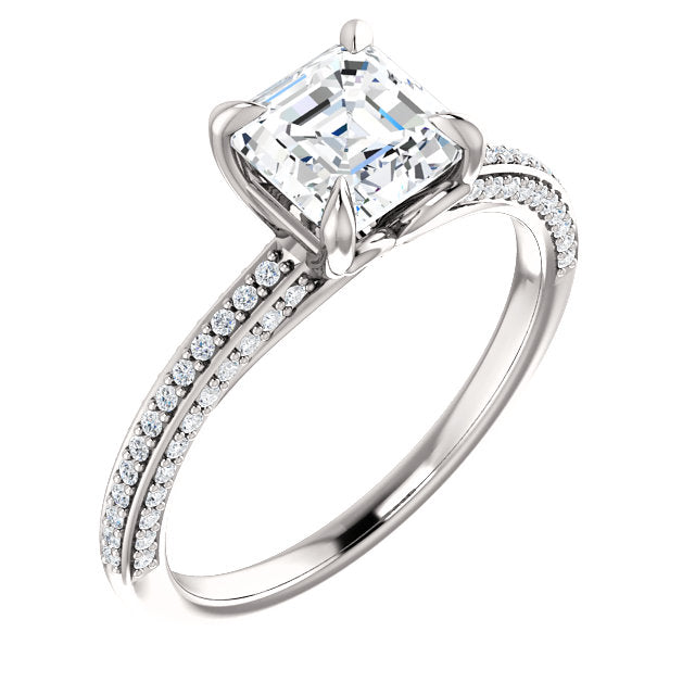 Asscher Claw Set Style Engagement Ring - I Heart Moissanites