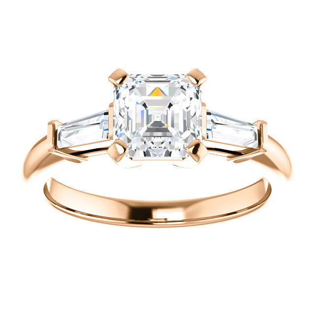 Asscher Accent Engagement Ring - I Heart Moissanites