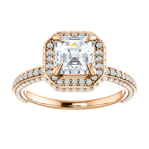 Asscher Halo Style Engagement Ring - I Heart Moissanites
