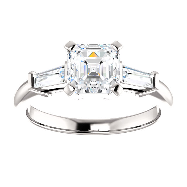 Asscher Accent Engagement Ring - I Heart Moissanites