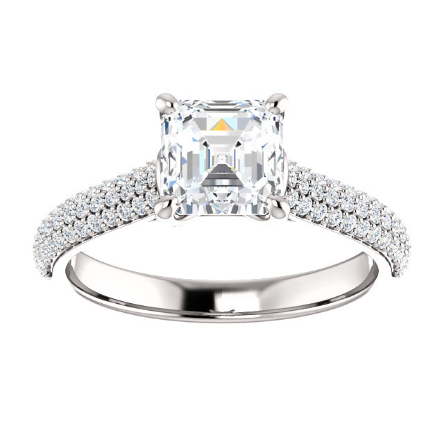 Asscher Pave Style Engagement Ring - I Heart Moissanites