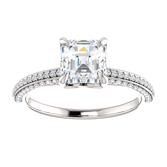 Asscher Claw Set Style Engagement Ring - I Heart Moissanites