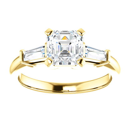 Asscher Accent Engagement Ring - I Heart Moissanites