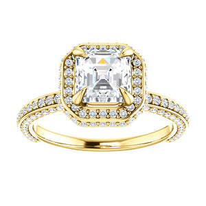 Asscher Halo Style Engagement Ring - I Heart Moissanites