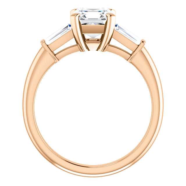 Asscher Accent Engagement Ring - I Heart Moissanites