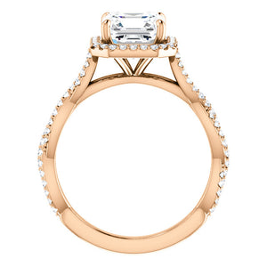 Asscher Twist Halo Style Engagement Ring - I Heart Moissanites