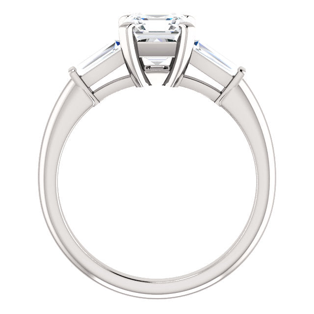 Asscher Accent Engagement Ring - I Heart Moissanites