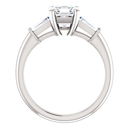 Asscher Accent Engagement Ring - I Heart Moissanites