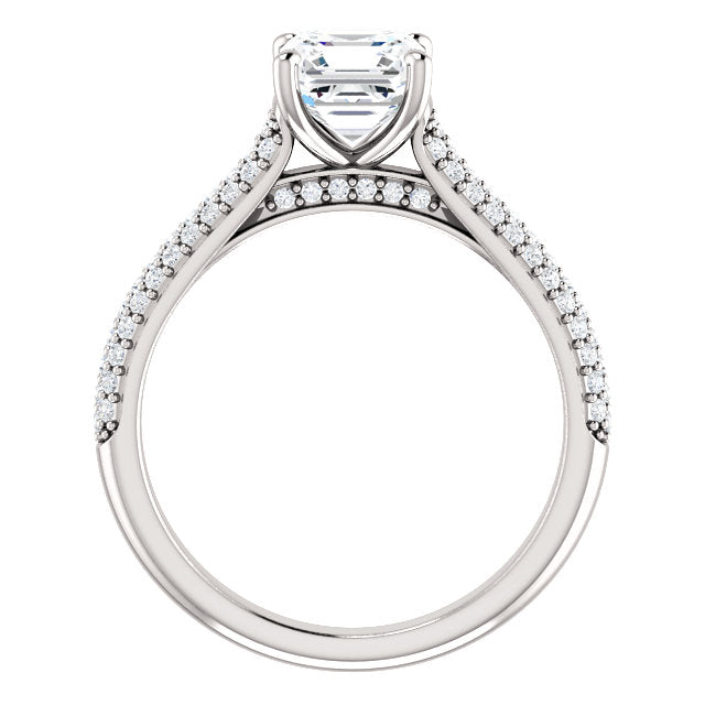 Asscher Pave Style Engagement Ring - I Heart Moissanites