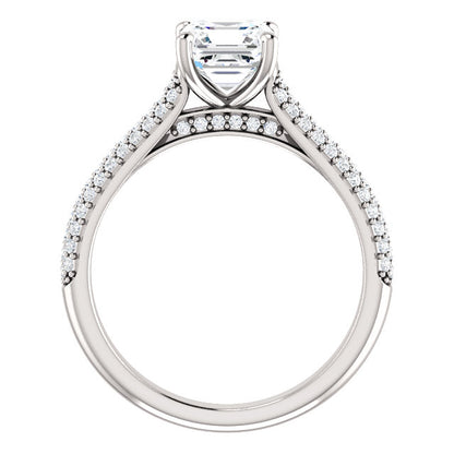 Asscher Pave Style Engagement Ring - I Heart Moissanites