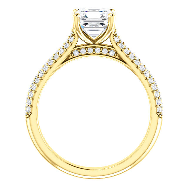 Asscher Pave Style Engagement Ring - I Heart Moissanites
