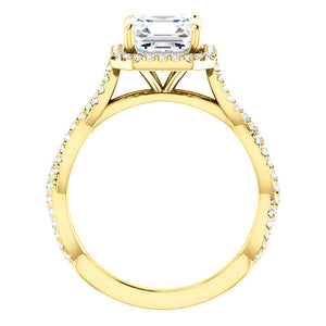 Asscher Twist Halo Style Engagement Ring - I Heart Moissanites
