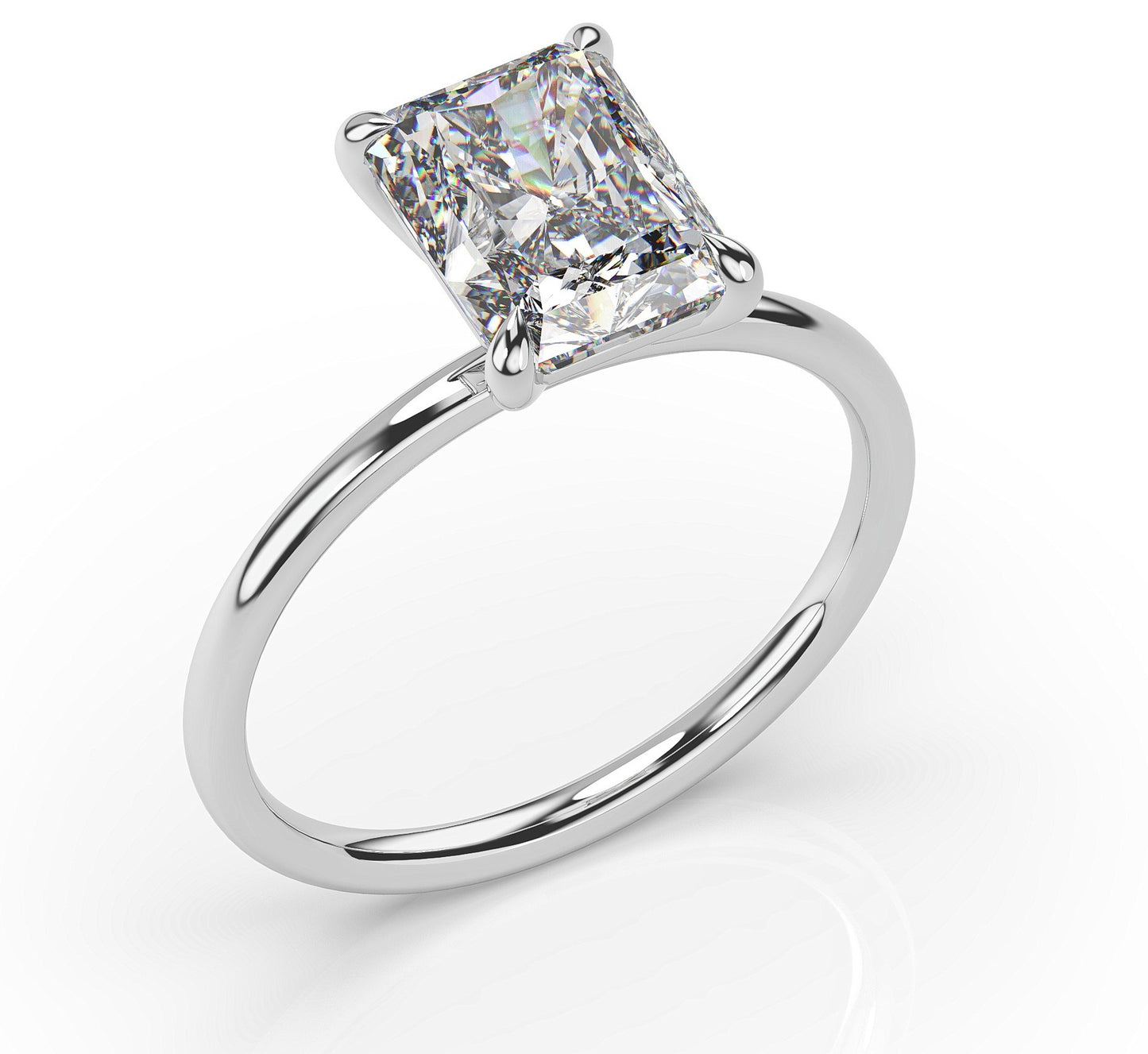 Radiant Thin Band Solitaire Engagement Ring